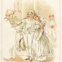 tom tucker bo peep wedding, vintage storybook wedding image, alice wheaton adams art, childrens story page