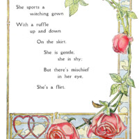 Free vintage poem illustrated with roses and hearts