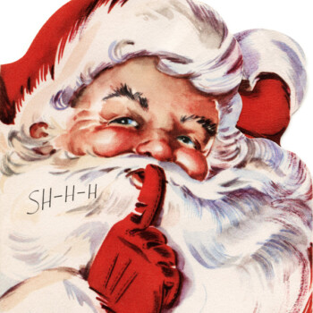 Free vintage Santa shhh greeting card clip art