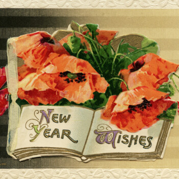 Free vintage clip art New Year poppy illustration