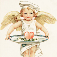 vintage valentine cupid the cook printable postcard image