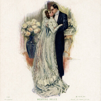 Free vintage clip art wedding postcard calendar 1910 Stanwix Hall