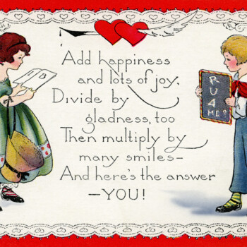 Free vintage clip art Valentine postcard children