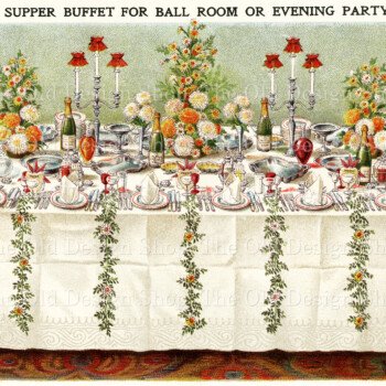 Mrs Beeton table setting for supper buffet or evening party