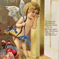 Free vintage clip art cupid valentine postcard