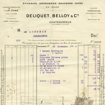 Free vintage clip art French invoice Deliquet Belloy