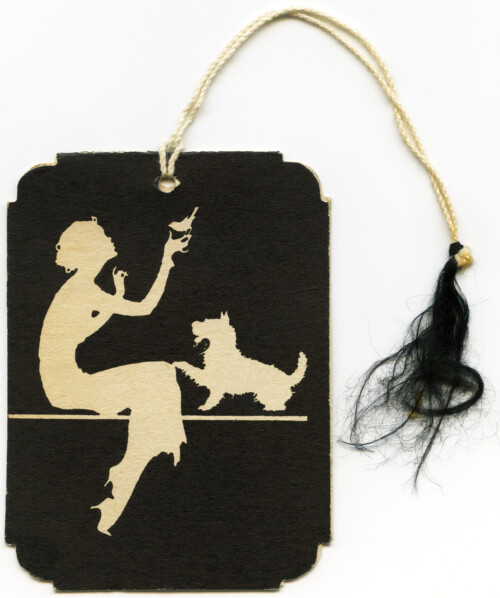 Free vintage clip art woman bird dog tag