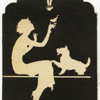 Free vintage clip art woman bird dog tag