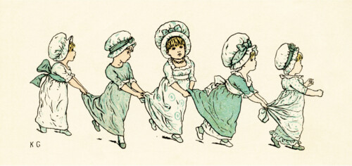 kate greenaway, under the window, circa 1880, vintage children playing, old book illustration, ring the bells poem, free digital clipart, free vintage graphic design, free printable, public domain illustration, old book page, old design shop, free vintage childrens poem, greenaway illustration children