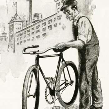 free vintage man with bicycle image