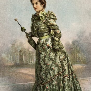 free digital image, free vintage clipart, victorian lady, victorian fashion image, fashion 1900, green victorian dress, dainty spring gown image, vintage fashion illustration, copyright free vintage images, vintage graphics for digital design, free printable, antique fashion picture