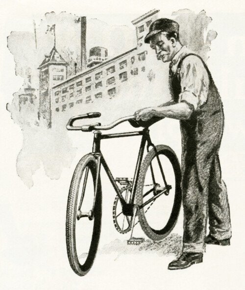 free vintage man with bicycle image