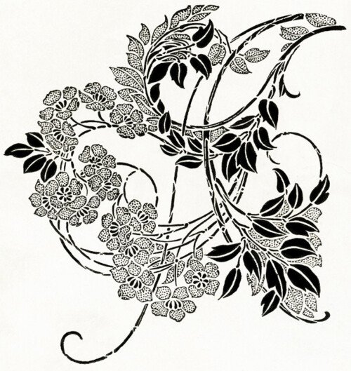 Vintage floral swirl clip art illustration