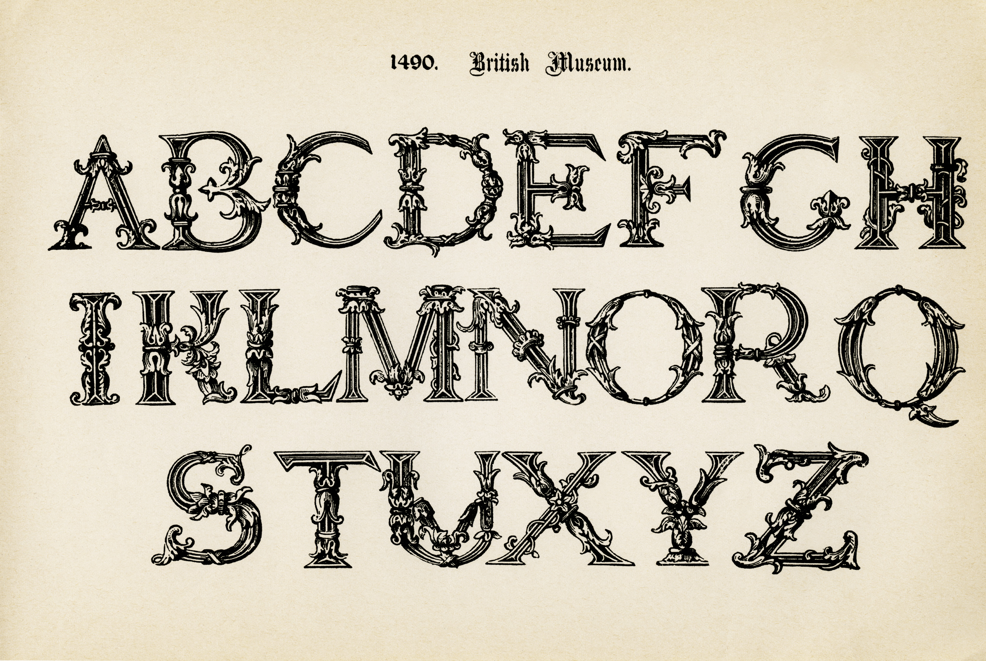 british museum alpha, vintage alphabet, free printable alpha, fancy letters, free vintage clipart alpha