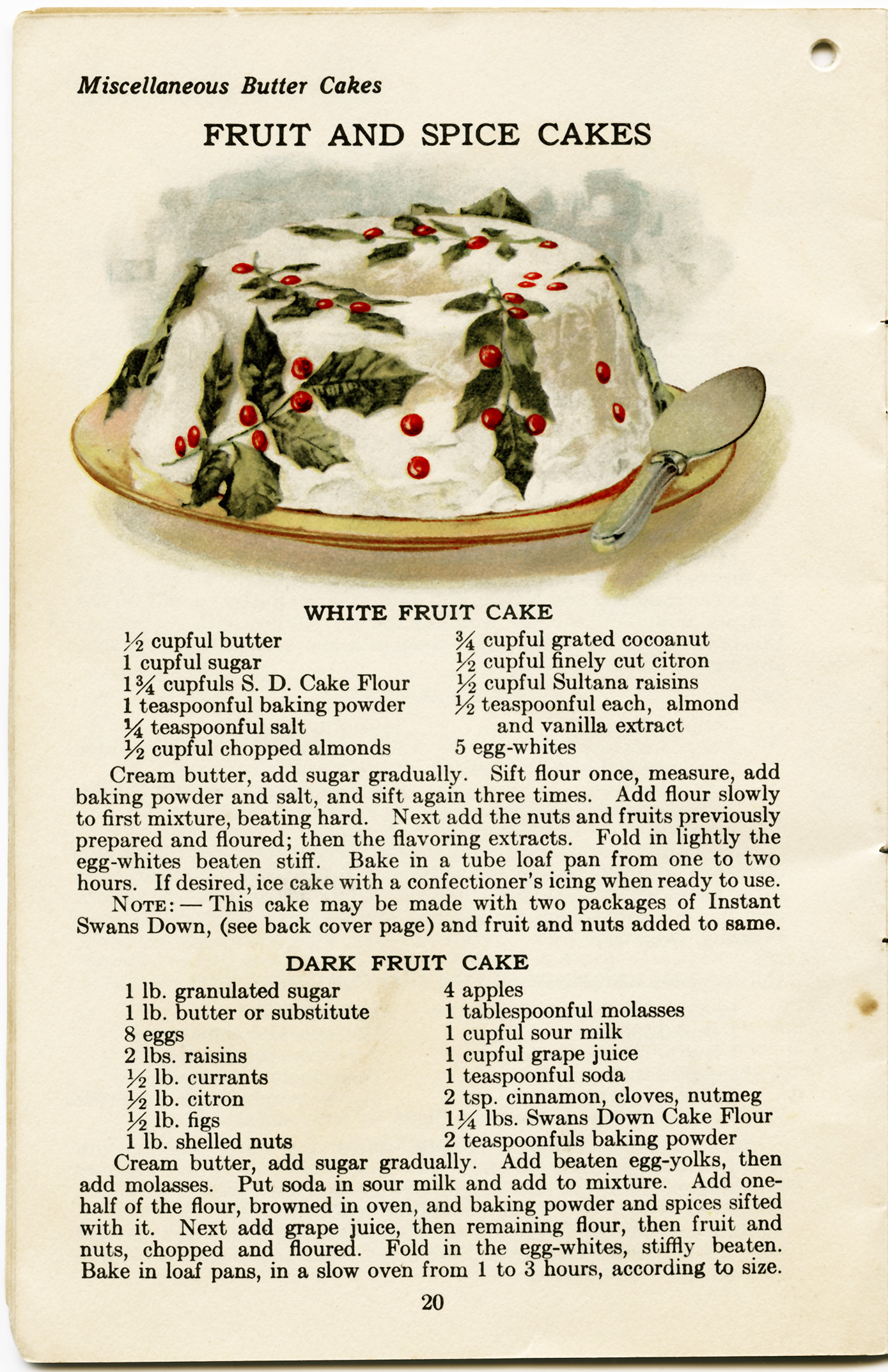 free vintage illustrated fruit cake recipe 