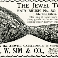 vintage brush ad, antique jewel toilet ware sterling silver brush, 1896 antique advertisement, free vintage clipart, F W Sim & Co advertising