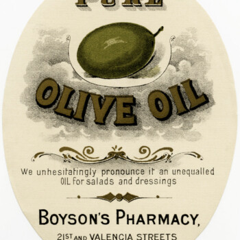 free vintage clipart, boyson's pharmacy label, antique pharmacy label, pure olive oil vintage sticker label