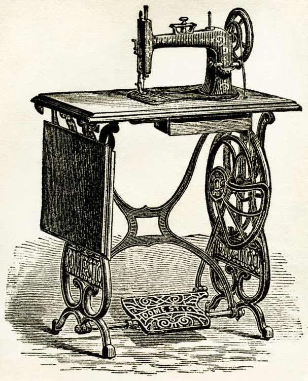 treadle sewing machine vintage illustration, antique sewing machine, free victorian clipart, old sewing machine