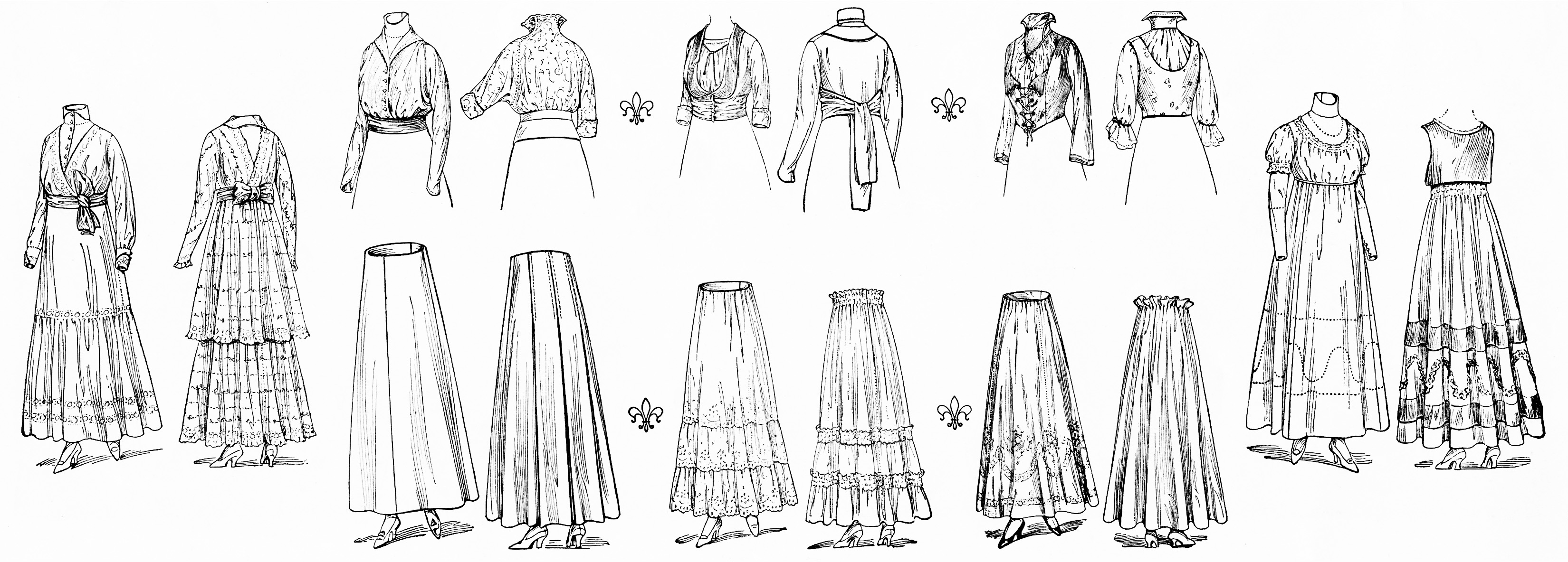 ladies vintage clothing, vintage fashion, women's clothing, 1915 ladies fashion, free vintage image, free vintage clipart clothing