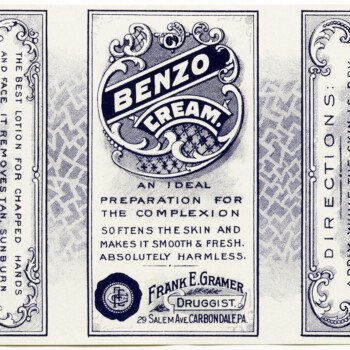 benzo cream, vintage clipart label, beauty label, blue and white label, old fashioned label, free printable label, royalty free antique label