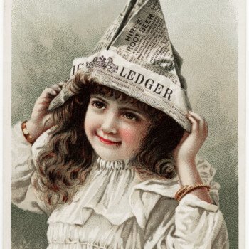 hires beer, vintage trading card, victorian advertising card, newspaper hat, girl with paper hat, free vintage image child, old medicine