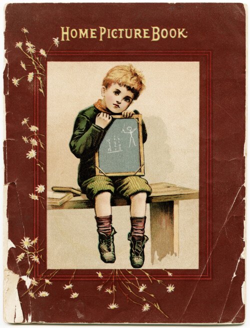 free vintage school clipart, old school image, home picture book, free printable, shabby book cover, tattered book page, shabby book page, free vintage image, public domain school image