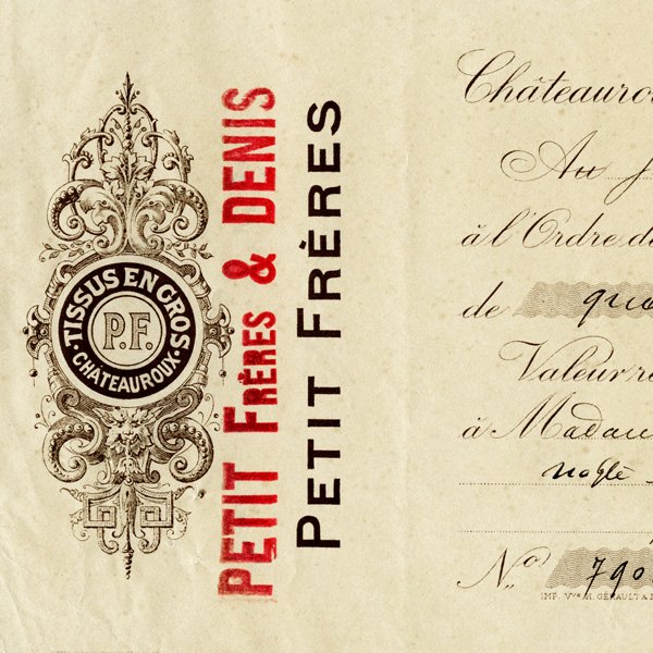 Free vintage clip art French cheque Petit Freres Denis