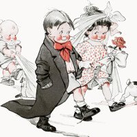 Free vintage clip art Charles Twelvetrees children play wedding