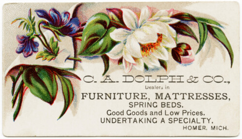 Free vintage clip art Victorian floral business card C A Dolph 