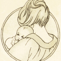 free vintage clipart baby, mother holding baby, antique baby book image, mom and baby graphic, baby illustration