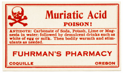 free vintage poison label muriatic acid fuhrmans pharmacy