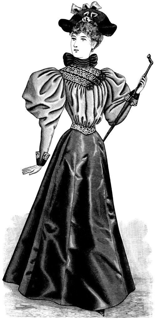 victorian fashion, victorian lady graphic, free vintage fashion illustration, ladies fashion 1895, elegant antique dress