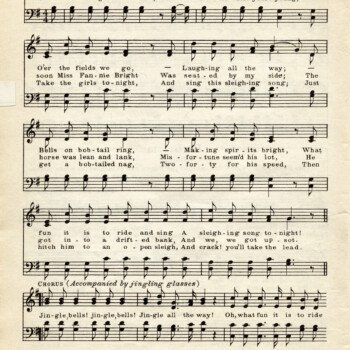 vintage jingle bells song, christmas music sheet, jingle bells, vintage sheet music graphic, public domain Christmas song