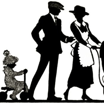 free vintage clipart, family silhouette, vintage family image, old fashioned fun clip art, family activity silhouette