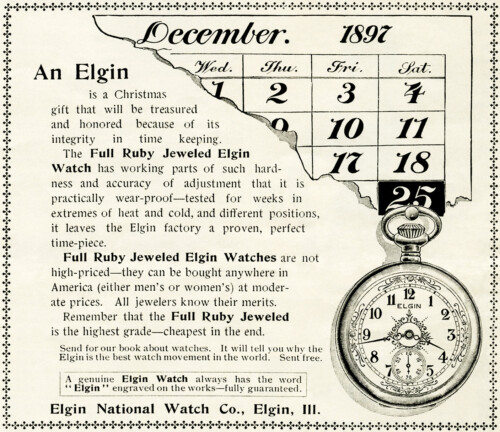 Free vintage clip art Elgin watch magazine advertisement