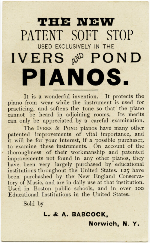 ivers pond piano co, vintage trade card, antique advertising card, free vintage image, vintage piano ad