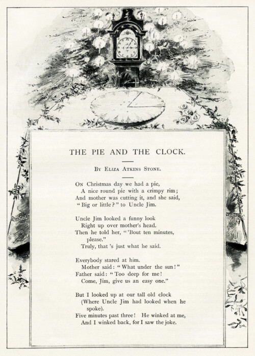 Free vintage Christmas poem pie and clock Eliza Stone