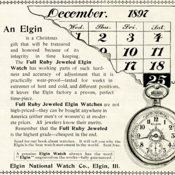 Free vintage clip art Elgin watch magazine advertisement