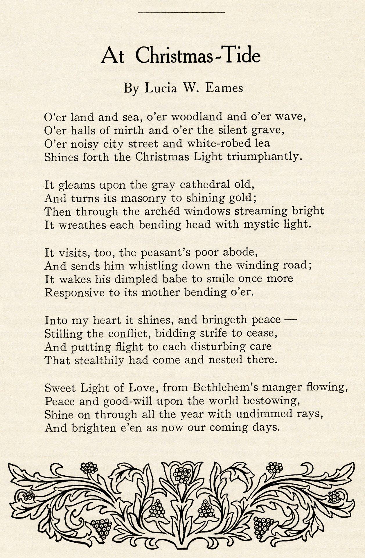 old christmas poem, at christmas tide lucia eames, ornamental swirl, free vintage christmas graphic, old fashioned christmas poetry