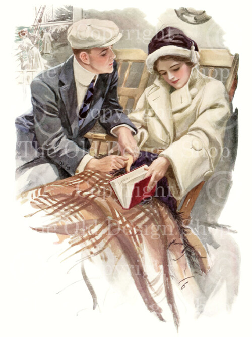 harrison fisher the proposal, vintage wedding, love and marriage, high res digital image