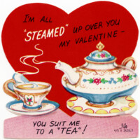 free vintage valentine graphic, retro tea valentine, you suit me to a tea, clipart valentine, public domain valentine