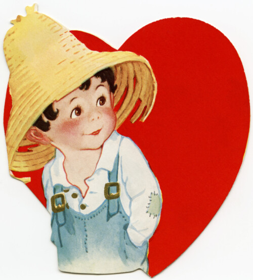 vintage valentine, country boy clipart, old fashioned valentine graphic