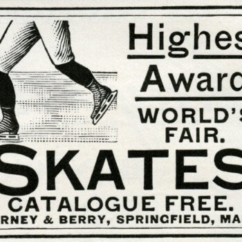 barney & berry skates, vintage magazine ad, antique skates graphic, old fashioned skates, free digital winter image