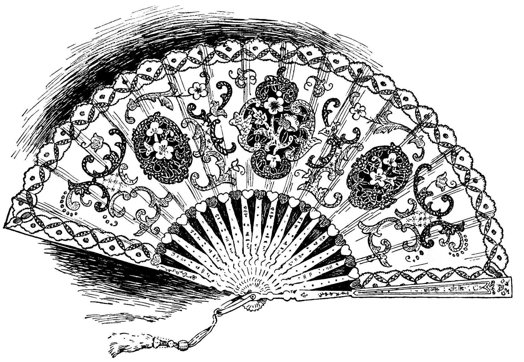vintage clipart fan, ladies hand held lace fan, victorian fan graphic, antique fan, digital woman's fan clip art, free vintage image fan