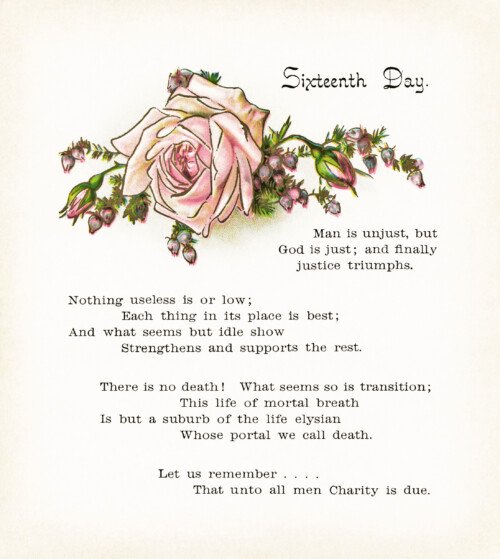 Free vintage clip art poem and pink rose