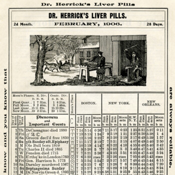 vintage Herrick's almanac book page