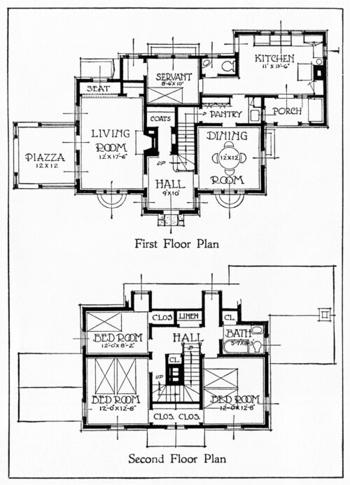 free vintage house plans clip art illustration black and white 