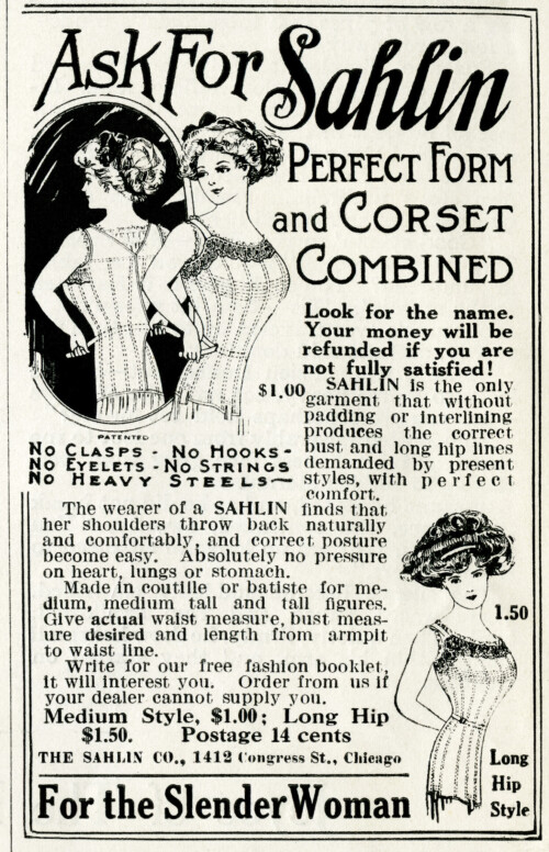 Free vintage clip art Sahlin corset magazine advertisement