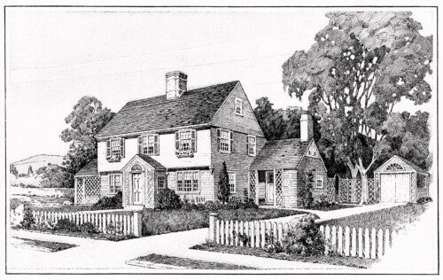 free vintage house clip art illustration black and white 