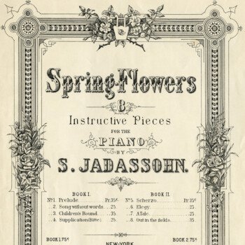 spring flowers antique music sheet page